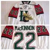 C26 Nik1 40Halifax Mooseheads # 22 Nathan Mackinnon Хоккей Джерси настроить белый красный 100% сшитые вышивки хоккейные изделия