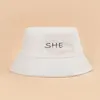 Berets Wholesale Men Women She And He Letter Embroidery Bucket Hat Hip Hop Fishing Cap Adult Panama Bob Summer Lovers Flat