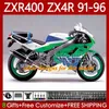 Kit corpo nero verde per KAWASAKI NINJA ZXR 400 CC ZX-4R ZXR400 91 92 93 94 95 96 Cowling 138No.26 ZX4R 400CC ZX 4R ZXR-400 1991 1992 1993 1994 1995 1996 Carene complete ABS