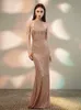 YIDINGZS Elegant Off Sequin Evening Dres Sliver Party Bodycon Maxi 18098 220507