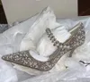 Luxury Fashion Baily Mary Jane Kvinnors Pumpar med Crystal Pearl Point Toe Ankelband Högklackat Sexig Lady Party Bröllopsklänning EU35-41