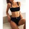 Mulheres Swimwear 2022 Cor Verde Cintura Alta Dois Peças Sexy Bikini Set Swimsuit Mulheres Femininas Pusham Beachwear Bather Bathing Suit