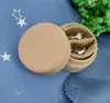 Boîte à bijoux en bois de hêtre Petite boîte de rangement ronde Anneau vintage rétro pour mariage Caisse en bois naturel Organisateur Conteneur ZZA13013