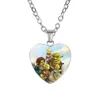 Shrek Heart Pendant Necklace Glass Cabochon Jewelry Gifts Couple Choker Necklace for Women Fashion Friendship Necklaces GC953228J