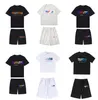 Summer Mens Trapstar T shirt Set Short Sleeve Outfit Chenille Tracksuit sportswear Hip Hop Black Cotton London Streetwear Asian size S-3XL TRAPSTAR