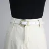 Gordels Zuid -Korea's Small Belt PU Women's Light Gold Oval Button Retro White Trouser veelzijdige en SimpleBelts Fier22