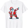 Social Distancing Christmas Santa Pattern T Shirt Funny Casual Xmas Coloured Lamp Short Sleeve ee 220321