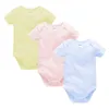 Été Infantile Bébé Filles Vêtements Barboteuse Nouveau-né Bébé Onesies 0-24M Solide Une Seule Pièce Roupa Bebe De 100% Coton Sweatshirts Jumper G220510