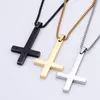Collier avec pendentif croix inversée, argent/or/noir, pour hommes et garçons, chaîne Rolo en acier inoxydable, 3mm, 24 pouces