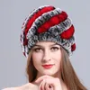 Beanie/Skull Caps Russian Fur Hat 100% Natural Genuine Rex Cap Knitted Hats For Winter Women Beanies Bone Warm Pineapple CapBeanie/Skull Chu
