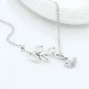 1fi0 Pendant Necklaces New Bird Tree Leaves Ancient Silver Alloy Necklace Jewelry Explosion Style Women