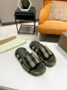 22ss summer pop classic checkered women's slippers cotton linen fabric Size 35-41
