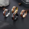 Eheringe 8mm Männer Abalone Shell Holz Inlay Edelstahl Frauen Ring Jahrestag Schmuck Edwi22