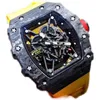 uxury watch Date Luxury Mens Mechanics Watches Richa Wristwatch Carbon Fiber Fashion Men's Leisure Personality Full-automatic Mechanical Watch Hollowed Ou
