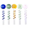 Headshop214 Y024 Smoking Pipe About 14cm Length Colored 30mm OD Bowl Colored Twisted Tube Glass Pipes