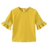 Tシャツ2022girl夏のプリンセスTシャツコットンティー服子供ティーレースTシャツ誕生日トップ服シャツシャツ