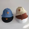 Cute Bear Solid Color Baby Fisherman Cap Cartoon Embroidery Dome Kids Girl Boy Bucket Hat Spring Summer Sun Infant Panama Hat 220611