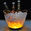 Transparent coloré lumière LED dégradé seau à glace Bar bac à vin eau divertissement support support bouteille en verre 220509