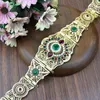 Bälten Sunspicems Gold Color Crystal Marocko Caftan Belt For Women Arab Robe Wedding Dress Chain Justerbar längd Kroppsmycken