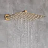 Golden Ultra-Thin Shower-kran Set mässing Väggmonterad varm- och kallt vattenblandare TAPS Square Rainfall Shower Head