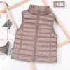 Ultralight Womens Winter Down Jacket Sleeveless White Duck Feather Warm Waistcoat Down Vest Outerwear Coats for Woman Packable 220801