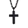 Collana con croce da uomo a 3 colori Grande filo di acciaio inossidabile 316L Ciondolo con croce cristiana Catena bizantina Re 5mm 24 '' Regali pesanti e fantastici