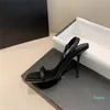 Diseñador- Zapatos de vestir para mujer Sandalias de moda de lujo Botones de metal 4.5cm / 7.5cm / 10cm Sandalias de tacón alto negro Tamaño 35-40