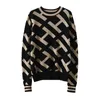 Damesvleeg Elegante Fallwinter 100 wollen trui lange mouw casual losse dames tops over de zijkant Crew Neck Letter Knitwear 220816