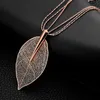 Pendant Necklaces Fashion Rose Gold Color Necklace For Women & Pendants Sweater Chain Big Leaves Statement Jewelry Gift Heal22