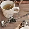 Stock Heart Shaped Tea Infuser Mesh Ball Stainless Strainer Herbal Locking Spoon Steeper Handle Shower Table Tool Drop Delivery 2021 Coffee