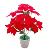 Couronnes de fleurs décoratives Real Touch flanelle artificielle Noël rouge Poinsettia buissons Bouquets ornements d'arbre de Noël pièce maîtresse décorative