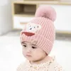 Nyfödd baby hatt halsduk set tecknad björn spädbarn flicka pojke vinter hatt för barn varma stickade barn pojkar flickor mössa mössa