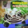 4 hjul runda växtpottbricka Planterblommor Mover Trolley Rack Organizer Garden Metal Stand Dekoration Vit 25/30 / 35 / 40cm Drop Leverans 2