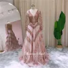 Abiti da festa Abito da sera musulmano a maniche lunghe rosa arabo rosa Abito da sposa elegante da donna bordeaux Dubai Formal Stock SS753Party