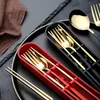 3Pcs/set Spoon Cutlery Fork Chopsticks Set Tableware With Lunch Box Portable Stainless Steel 304 Kitchen Accessories