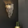 CRYSTAL LED Creative Wall Lamp för vardagsrum sovrummet rökig grå kristall inomhus belysning modern heminredning svart glans lyxig fixtur