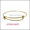 Bangle Bracelets Jewelry 9 Colors Sier Gold Color Adjustable Wire Charm For Women Girl Diy Making Drop Deli Dhtiu