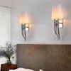 壁ランプモダンな鉄の爪ホーン布ライト寝室のベッドサイド E27 照明器具ダブルスライダー燭台器具