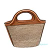 2022-Luxury Designer Straw Bags Womens totes sunmmer sunshine woven with Leather Handbag Fashion Bucket Bags