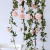 2m Fiori artificiali Rosa Ivy Decorazione Vine Real Touch Silk Flower Home Hanging Ghirland Party Decor 220804