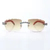 New Model Bouquet Blue Diamond Sunglasses 3524015 with Natural Orange Wood Legs and 58mm Cut Lenses