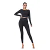 2-teiliges Set für Damen, Trainingskleidung, Fitnessstudio, Yoga, Fitness, Sportbekleidung, bauchfreies Top, Sport-BH, nahtlose Leggings, aktive Kleidung, Outfit-Anzug 220330