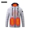 Men Parkas Winter Smart USB Heated Jackets Charging Cotton Coat Hooded Thicken Coats Outdoor Hiking Ski Clothes Unisex