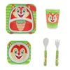 Ensemble de vaisselle pour enfants en Fibers de bambou organiques naturelles, Design de dessin animé, couverts pour bébé, assiettes, bols, tasses, cuillères, fourchette