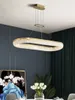Nowoczesne owalne oświetlenie żyrandola LED do restauracji Pierścień Zachęcanie Lampa zawieszenia wystrój domu Złote Hanging Lighting Optionk