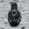 Ome-Swa Reloj de pulsera para hombre con velcro de lujo de alta calidad de 42 mm Velocidad Cuarzo Batería Cronógrafo Trabajo Sol Mercurio Luna Tierra Venus Saturno Urano Relojes