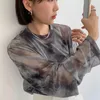 Uzun Kollu Tshirts Kadın Bahar Şık Tie Tasarım Mesh Harajuku Vintage Ladies Üstler Ulzzang Retro High Street Gençler Giyim 220615