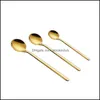 Tableware Tea Coffee Mixing Spoon Round Shape Stainless Steel Dessert Ice Cream Fruit Teaspoons Drink 1Pcs 0221 Drop Delivery 2021 Forks Fla