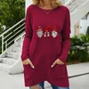 Damski koszulka świąteczna wzór świąteczny nadruk kobiety o szyku pullover jesień swobodny długi streetwear vintage moda dama luźne koszulki
