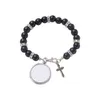 Großhandel 4 Farben Sublimationsarmband Partybevorzugung Wärmeübertragung Anhänger Rosenkranz Perlenarmband Kreuz Jesus Metallanhänger DHL SN4654